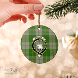 Scottish Cunningham Dress Green Dancers Clan Tartan Crest Round Ceramic Ornament