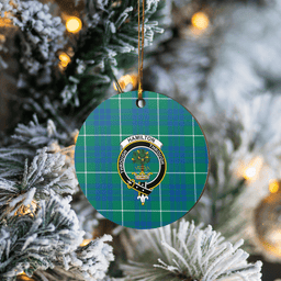 Scottish Hamilton Hunting Ancient Clan Tartan Crest Round Ceramic Ornament