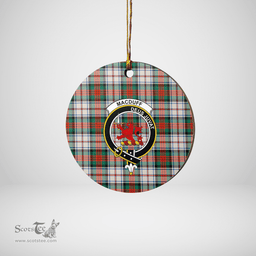 Scottish MacDuff Dress Ancient Clan Tartan Crest Round Ceramic Ornament