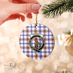 Scottish Boswell Modern Clan Tartan Crest Round Ceramic Ornament