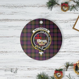 Scottish MacDonald Modern Clan Tartan Crest Round Ceramic Ornament