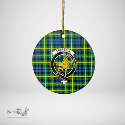 Scottish Campbell of Breadalbane Ancient Clan Tartan Crest Round Ceramic Ornament