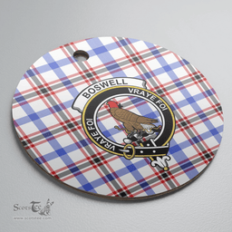 Scottish Boswell Modern Clan Tartan Crest Round Ceramic Ornament