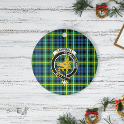 Scottish Campbell of Breadalbane Ancient Clan Tartan Crest Round Ceramic Ornament