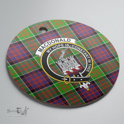Scottish MacDonald of Clanranald Clan Tartan Crest Round Ceramic Ornament