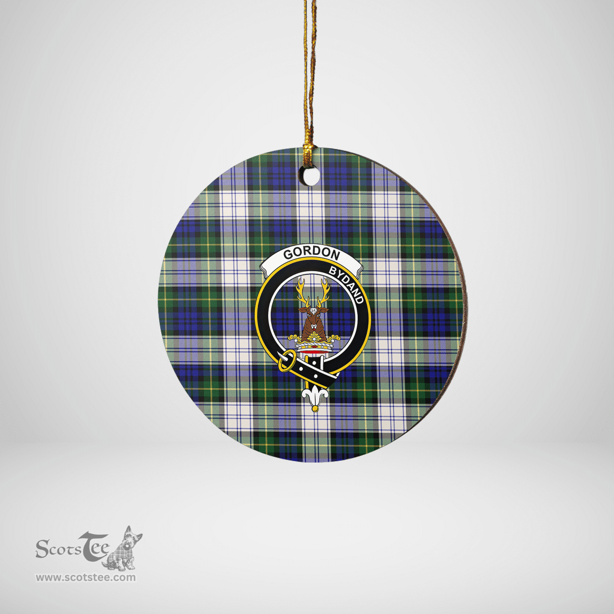 Scottish Gordon Dress Modern Clan Tartan Crest Round Ceramic Ornament