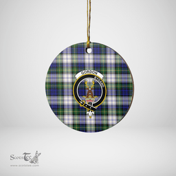 Scottish Gordon Dress Modern Clan Tartan Crest Round Ceramic Ornament