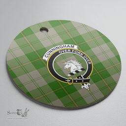 Scottish Cunningham Dress Green Dancers Clan Tartan Crest Round Ceramic Ornament