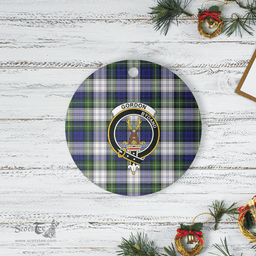 Scottish Gordon Dress Modern Clan Tartan Crest Round Ceramic Ornament