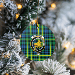 Scottish Campbell of Breadalbane Ancient Clan Tartan Crest Round Ceramic Ornament