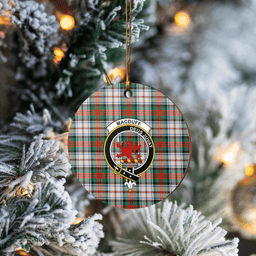 Scottish MacDuff Dress Ancient Clan Tartan Crest Round Ceramic Ornament