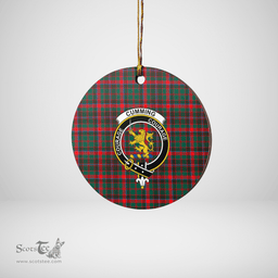 Scottish Cumming Hunting Modern Clan Tartan Crest Round Ceramic Ornament