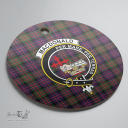 Scottish MacDonald Modern Clan Tartan Crest Round Ceramic Ornament
