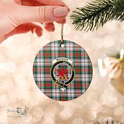 Scottish MacDuff Dress Ancient Clan Tartan Crest Round Ceramic Ornament
