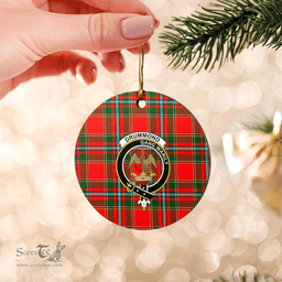 Scottish Drummond of Perth Clan Tartan Crest Round Ceramic Ornament
