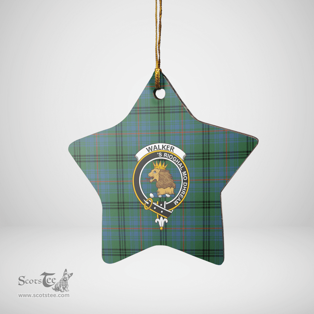 Scottish Walker Hunting Ancient Clan Tartan Crest Star Ceramic Ornament