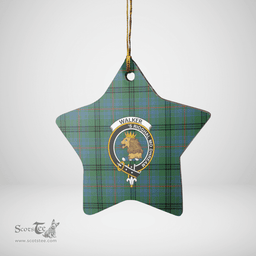 Scottish Walker Hunting Ancient Clan Tartan Crest Star Ceramic Ornament