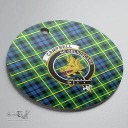 Scottish Campbell of Breadalbane Ancient Clan Tartan Crest Round Ceramic Ornament
