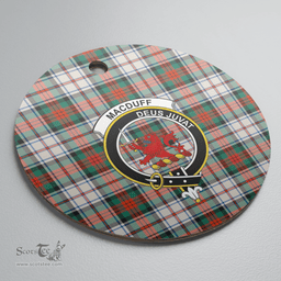 Scottish MacDuff Dress Ancient Clan Tartan Crest Round Ceramic Ornament