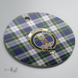 Scottish Gordon Dress Modern Clan Tartan Crest Round Ceramic Ornament