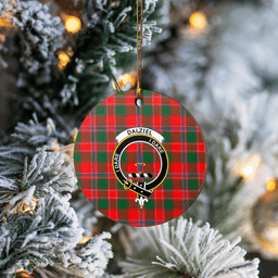 Scottish Dalziel Modern Clan Tartan Crest Round Ceramic Ornament