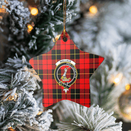 Scottish Wallace Hunting Red Clan Tartan Crest Star Ceramic Ornament