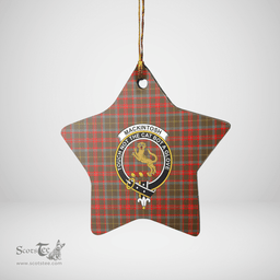 Scottish MacKintosh Hunting Weathered Clan Tartan Crest Star Ceramic Ornament