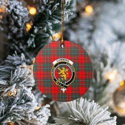 Scottish Cumming Modern Clan Tartan Crest Round Ceramic Ornament