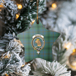 Scottish Walker Hunting Ancient Clan Tartan Crest Star Ceramic Ornament