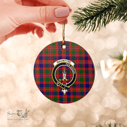 Scottish MacIntyre Modern Clan Tartan Crest Round Ceramic Ornament
