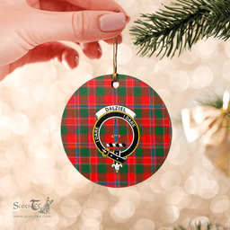 Scottish Dalziel Modern Clan Tartan Crest Round Ceramic Ornament