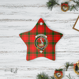 Scottish MacQuarrie Modern Clan Tartan Crest Star Ceramic Ornament