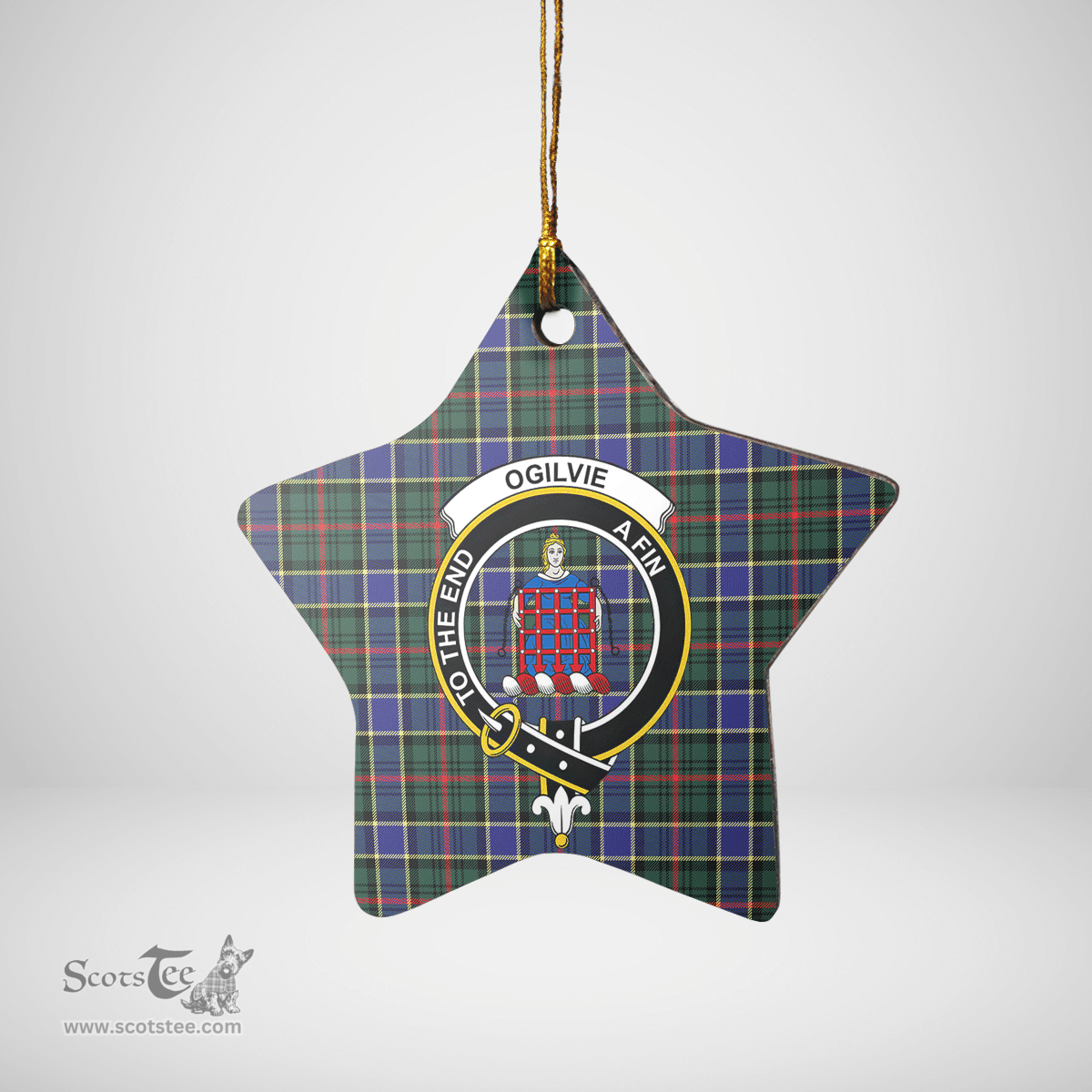 Scottish Ogilvie Hunting Modern Clan Tartan Crest Star Ceramic Ornament