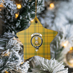 Scottish Houston Clan Tartan Crest Star Ceramic Ornament