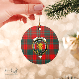 Scottish Cumming Modern Clan Tartan Crest Round Ceramic Ornament