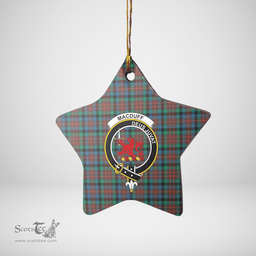 Scottish MacDuff Hunting Ancient Clan Tartan Crest Star Ceramic Ornament