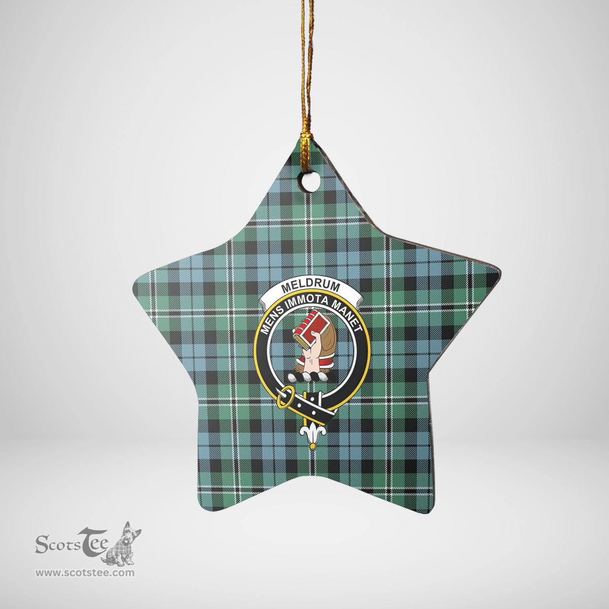 Scottish Melville Clan Tartan Crest Star Ceramic Ornament