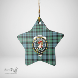 Scottish Melville Clan Tartan Crest Star Ceramic Ornament