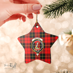 Scottish Wallace Hunting Red Clan Tartan Crest Star Ceramic Ornament