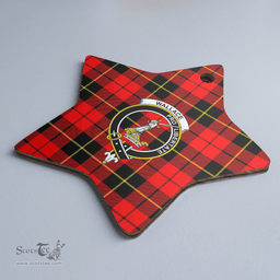 Scottish Wallace Hunting Red Clan Tartan Crest Star Ceramic Ornament