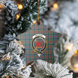 Scottish MacDuff Hunting Ancient Clan Tartan Crest Star Ceramic Ornament