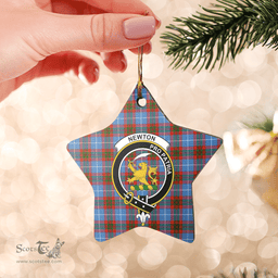 Scottish Newton (Edingburg) Clan Tartan Crest Star Ceramic Ornament