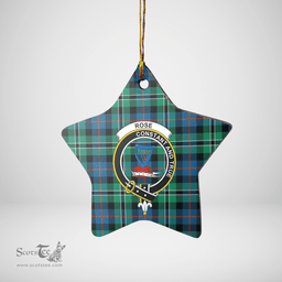 Scottish Rose Hunting Ancient Clan Tartan Crest Star Ceramic Ornament