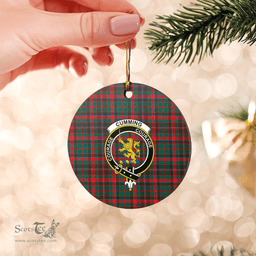 Scottish Cumming Hunting Modern Clan Tartan Crest Round Ceramic Ornament