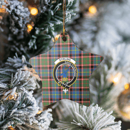 Scottish Stirling (of Cadder-Present Chief) Clan Tartan Crest Star Ceramic Ornament