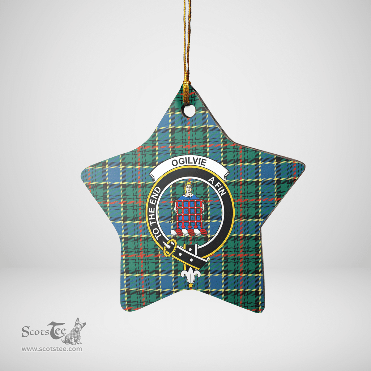 Scottish Ogilvie Hunting Ancient Clan Tartan Crest Star Ceramic Ornament