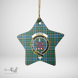 Scottish Ogilvie Hunting Ancient Clan Tartan Crest Star Ceramic Ornament