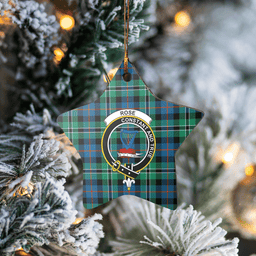 Scottish Rose Hunting Ancient Clan Tartan Crest Star Ceramic Ornament