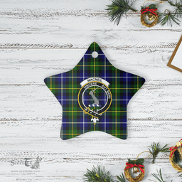 Scottish MacNeil of Barra Modern Clan Tartan Crest Star Ceramic Ornament