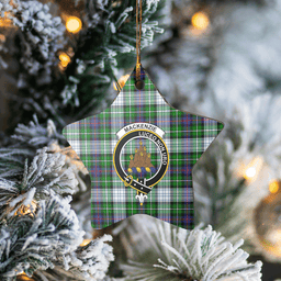 Scottish MacKenzie Dress Modern Clan Tartan Crest Star Ceramic Ornament